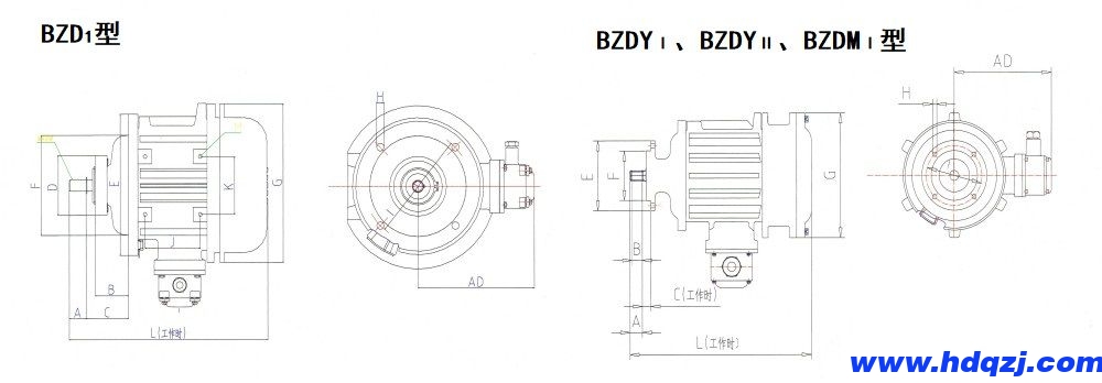 BZDⅠ、BZDYⅠ、BZDYⅡ、BZDMⅠ隔爆型錐形轉(zhuǎn)子三相異步電動機外形尺寸圖.jpg